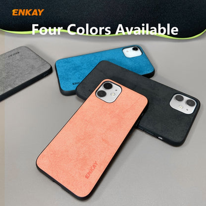 For iPhone 11 ENKAY ENK-PC0282 2 in 1 Business Series Fabric Texture PU Leather + TPU Soft Slim Case Cover ＆ 0.26mm 9H 2.5D Tempered Glass Film, For iPhone 11