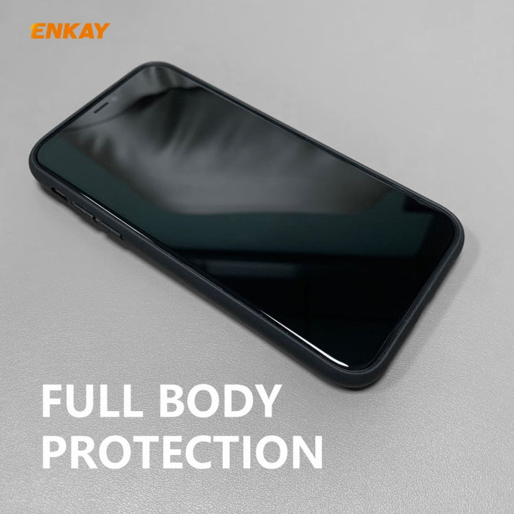 For iPhone 11 ENKAY ENK-PC0282 2 in 1 Business Series Fabric Texture PU Leather + TPU Soft Slim Case Cover ＆ 0.26mm 9H 2.5D Tempered Glass Film, For iPhone 11