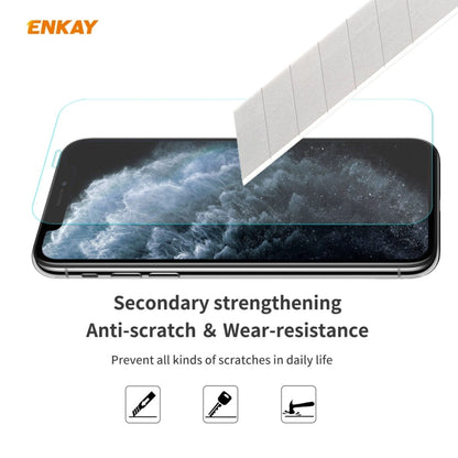 For iPhone 11 Pro ENKAY ENK-PC0292 2 in 1 Business Series Fabric Texture PU Leather + TPU Soft Slim Case Cover ＆ 0.26mm 9H 2.5D Tempered Glass Film, For iPhone 11 Pro