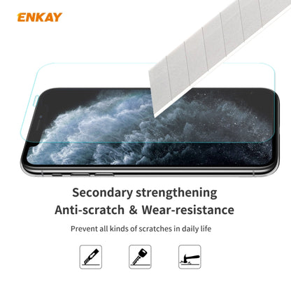 For iPhone 11 Pro Max ENKAY ENK-PC0302 2 in 1 Business Series Fabric Texture PU Leather + TPU Soft Slim Case Cover ＆ 0.26mm 9H 2.5D Tempered Glass Film, For iPhone 11 Pro Max