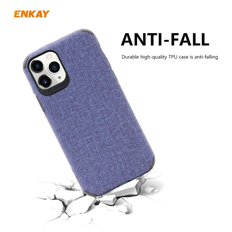 For iPhone 11 Pro Max ENKAY ENK-PC0332 2 in 1 Business Series Denim Texture PU Leather + TPU Soft Slim Case Cover ＆ 0.26mm 9H 2.5D Tempered Glass Film, For iPhone 11 Pro Max