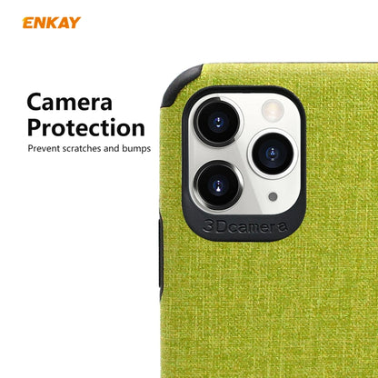 For iPhone 11 Pro Max ENKAY ENK-PC0332 2 in 1 Business Series Denim Texture PU Leather + TPU Soft Slim Case Cover ＆ 0.26mm 9H 2.5D Tempered Glass Film, For iPhone 11 Pro Max