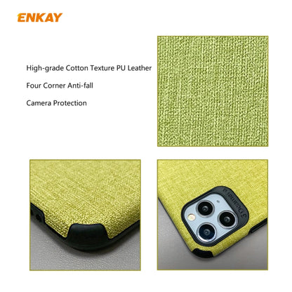 For iPhone 11 Pro Max ENKAY ENK-PC0332 2 in 1 Business Series Denim Texture PU Leather + TPU Soft Slim Case Cover ＆ 0.26mm 9H 2.5D Tempered Glass Film, For iPhone 11 Pro Max