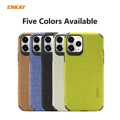 For iPhone 11 Pro ENKAY ENK-PC0322 2 in 1 Business Series Denim Texture PU Leather + TPU Soft Slim Case Cover ＆ 0.26mm 9H 2.5D Tempered Glass Film, For iPhone 11 Pro