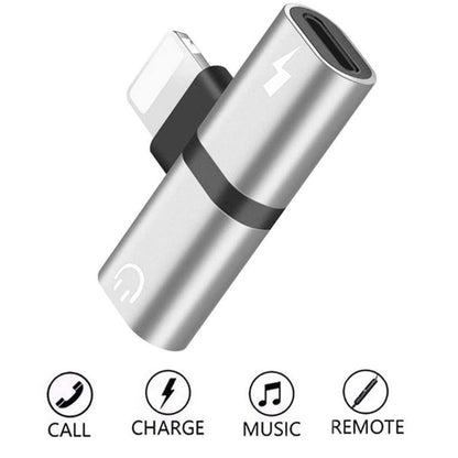 Zs-18182 2 PCS 2 in 1 8 Pin Male to 8 Pin Charging + 8 Pin Audio Female Connector Earphone Adapter, Supports Call & Volume Control, Compatible with IOS 13 System