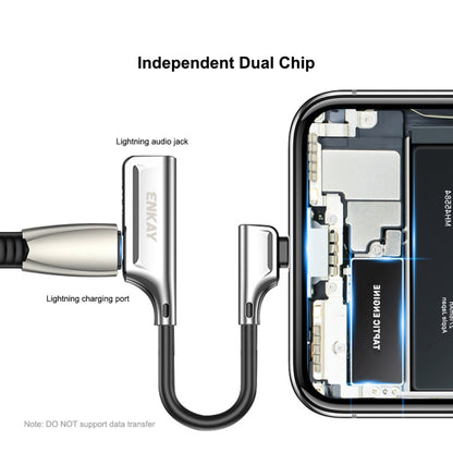 ENKAY ENK-AT102 8 Pin to 8 Pin Charging + 8 Pin Audio Interfaces Charging and Listening to Songs Zinc Alloy Adapter Converter, 8 Pin Charging + 8 Pin Audio