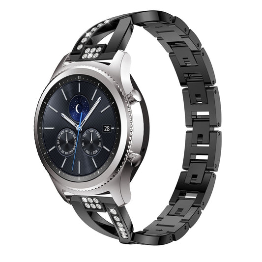 X-shaped Diamond-studded Solid Stainless Steel Wrist Strap Watch Band for Samsung Gear S3