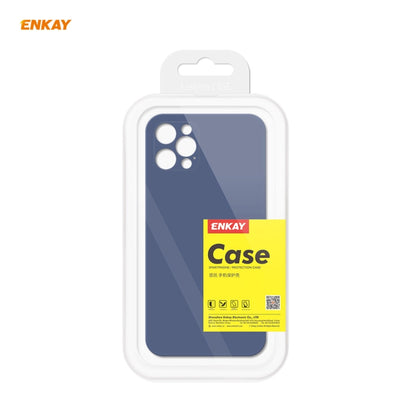 For iPhone 12 Pro Hat-Prince ENKAY ENK-PC0692 Liquid Silicone Straight Edge Shockproof Case + 0.26mm 9H 2.5D Full Glue Tempered Glass Film, For iPhone 12 Pro
