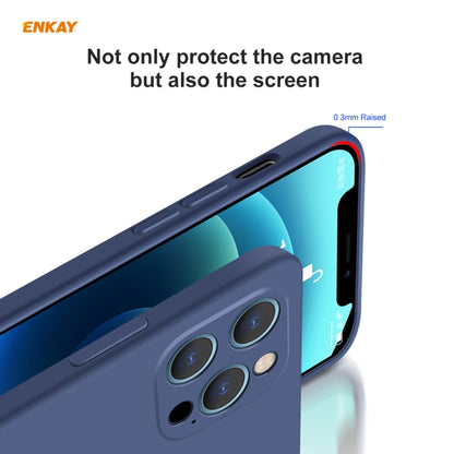 For iPhone 12 Pro Hat-Prince ENKAY ENK-PC0692 Liquid Silicone Straight Edge Shockproof Case + 0.26mm 9H 2.5D Full Glue Tempered Glass Film, For iPhone 12 Pro