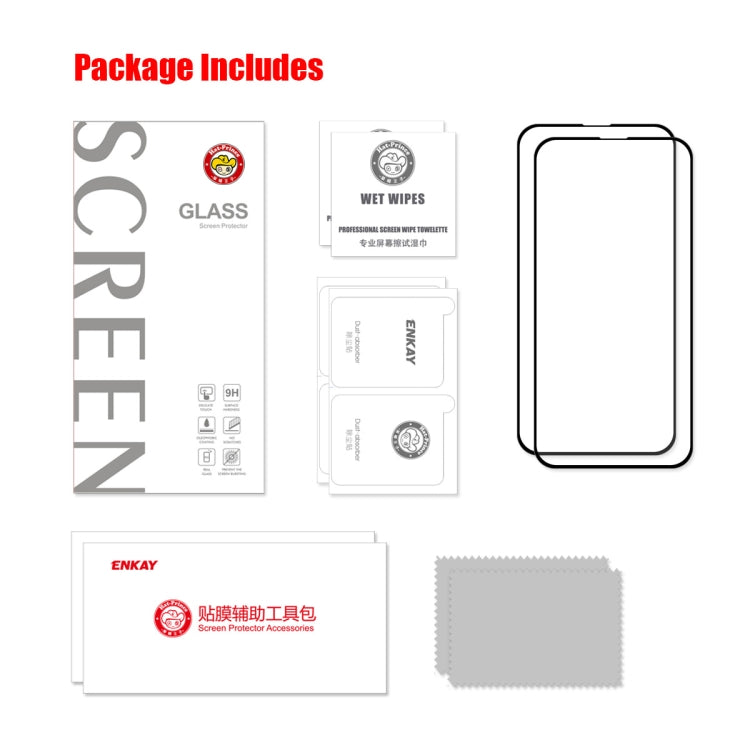 2 PCS ENKAY Hat-Prince Full Glue 0.26mm 9H 2.5D Tempered Glass Screen Protector Full Coverage Film, For iPhone 13 mini 2pcs, For iPhone 13 / 13 Pro 2pcs, For iPhone 13 Pro Max 2pcs