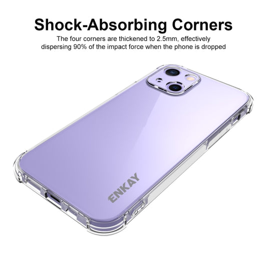 Hat-Prince ENKAY Clear TPU Shockproof Soft Case Drop Protection Cover + Full Coverage Tempered Glass Protector Film, For iPhone 13 mini, For iPhone 13, For iPhone 13 Pro, For iPhone 13 Pro Max