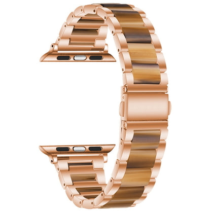 Metal + Resin Watchband For Apple Watch Series, 7 41mm / 6&SE&5&4 40mm / 3&2&1 38mm, 7 45mm / 6&SE&5&4 44mm / 3&2&1 42mm