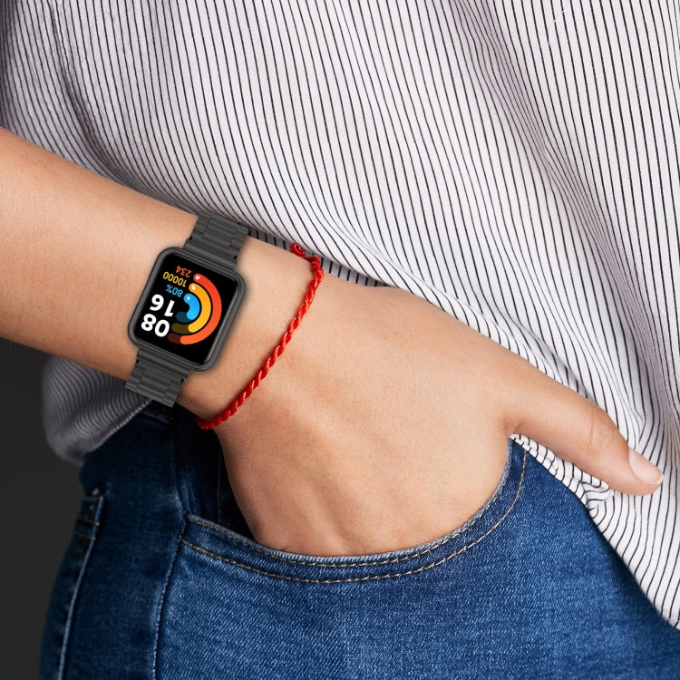 2 in 1 Three-bead Metal Strap with Watch Frame, For Xiaomi Redmi Watch 2, For Xiaomi Redmi Watch2 Lite International Version