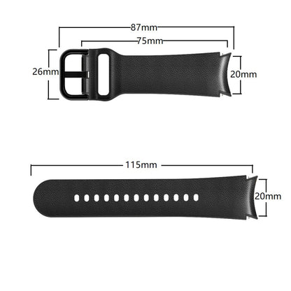 20mm Silicone Pasted Leather Strap, For Samsung Galaxy Watch 4 40mm, Samsung Galaxy Watch 4 44mm, For Samsung Galaxy Watch 4 Classic 42mm, For Samsung Galaxy Watch 4 Classic 46mm