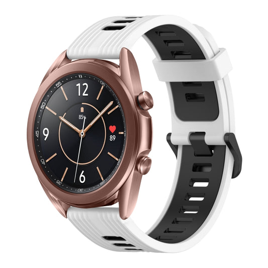 20mm Vertical Pattern Two-Color Silicone Watch Band, For Samsung Galaxy Watch3 41mm, For Samsung Galaxy Watch Active 2 40mm, For Samsung Galaxy Watch Active 2 44mm, For Samsung Galaxy Watch Active 40mm