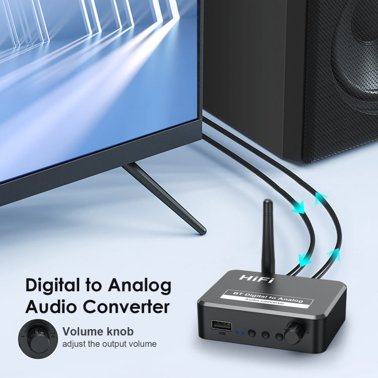 B35S Bluetooth 5.2 Music Receiver Digital to Analog Converter Supports U-disk Fiber Coaxial, B35S