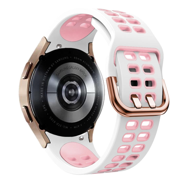 20mm Breathable Two-Color Silicone Watch Band, For Samsung Galaxy Watch 4 44mm, For Samsung Galaxy Watch 4 Classic 46mm
