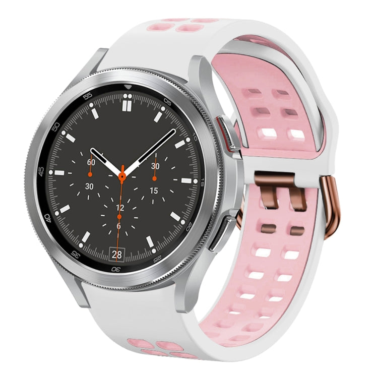 20mm Breathable Two-Color Silicone Watch Band, For Samsung Galaxy Watch 4 44mm, For Samsung Galaxy Watch 4 Classic 46mm