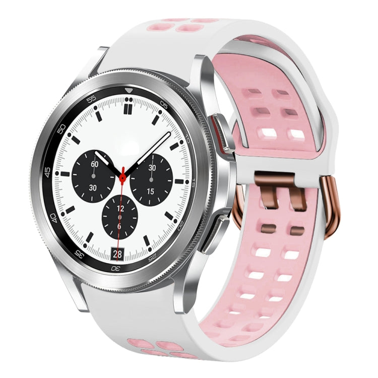 20mm Breathable Two-Color Silicone Watch Band, For Samsung Galaxy Watch 4 Classic 42mm, For Galaxy Watch Active 2