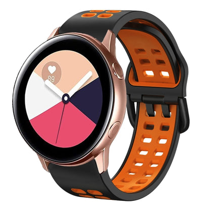 20mm Breathable Two-Color Silicone Watch Band, For Samsung Galaxy Watch 4 Classic 42mm, For Galaxy Watch Active 2