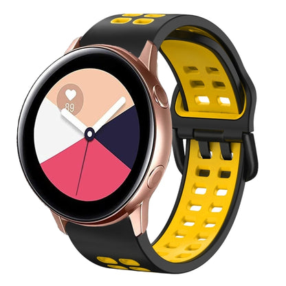 20mm Breathable Two-Color Silicone Watch Band, For Samsung Galaxy Watch 4 Classic 42mm, For Galaxy Watch Active 2