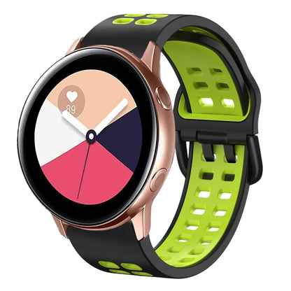 20mm Breathable Two-Color Silicone Watch Band, For Samsung Galaxy Watch 4 Classic 42mm, For Galaxy Watch Active 2