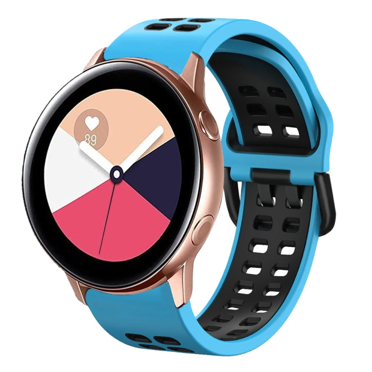 20mm Breathable Two-Color Silicone Watch Band, For Samsung Galaxy Watch 4 Classic 42mm, For Galaxy Watch Active 2