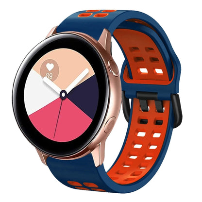 20mm Breathable Two-Color Silicone Watch Band, For Samsung Galaxy Watch 4 Classic 42mm, For Galaxy Watch Active 2