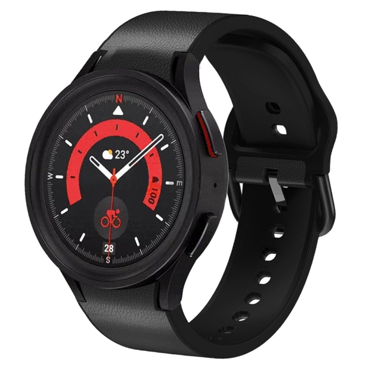 20mm Silicone Adhesive Leather Watch Band, For Samsung Galaxy Watch 5 40mm, For Samsung Galaxy Watch 5 44mm, For Samsung Galaxy Watch 5 Pro 45mm, For Samsung Galaxy Watch 4 40mm, For Samsung Galaxy Watch 4 44mm