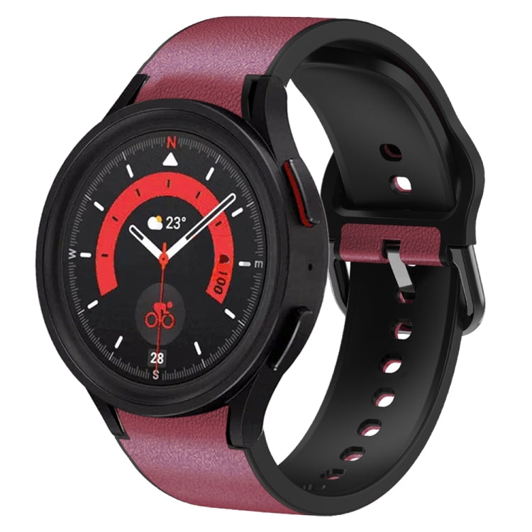20mm Silicone Adhesive Leather Watch Band, For Samsung Galaxy Watch 5 40mm, For Samsung Galaxy Watch 5 44mm, For Samsung Galaxy Watch 5 Pro 45mm, For Samsung Galaxy Watch 4 40mm, For Samsung Galaxy Watch 4 44mm