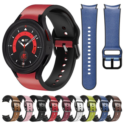 20mm Silicone Adhesive Leather Watch Band, For Samsung Galaxy Watch 5 40mm, For Samsung Galaxy Watch 5 44mm, For Samsung Galaxy Watch 5 Pro 45mm, For Samsung Galaxy Watch 4 40mm, For Samsung Galaxy Watch 4 44mm