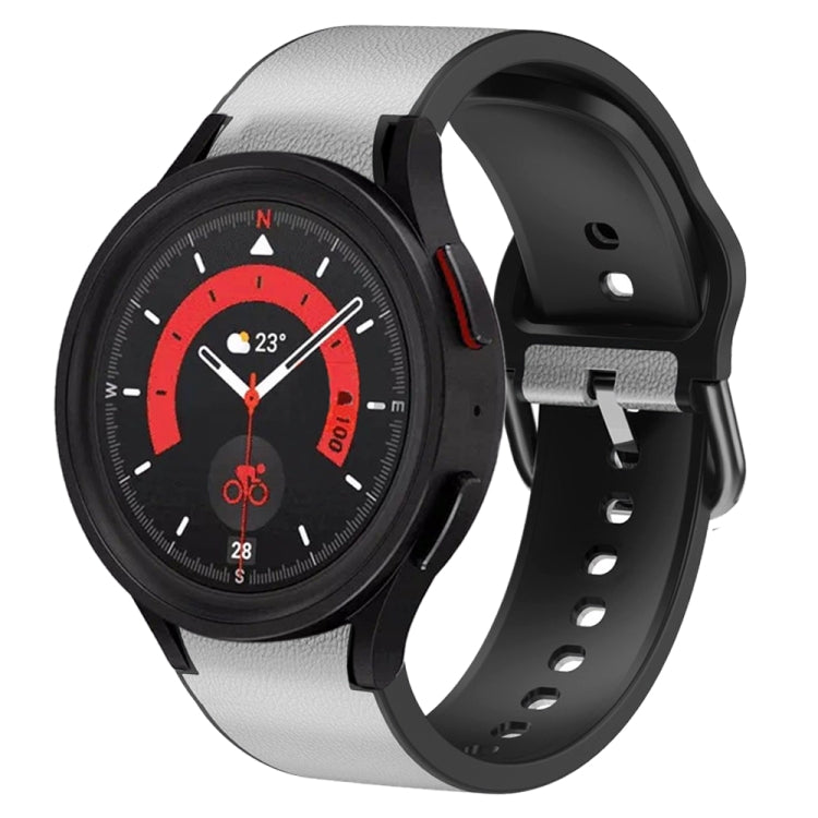 20mm Silicone Adhesive Leather Watch Band, For Samsung Galaxy Watch 5 40mm, For Samsung Galaxy Watch 5 44mm, For Samsung Galaxy Watch 5 Pro 45mm, For Samsung Galaxy Watch 4 40mm, For Samsung Galaxy Watch 4 44mm