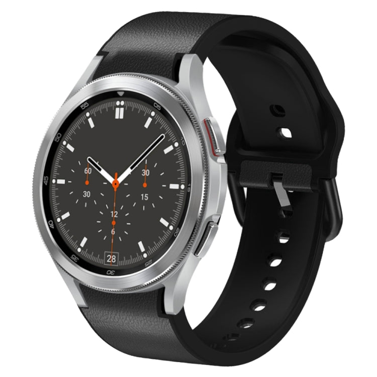 20mm Silicone Adhesive Leather Watch Band, For Samsung Galaxy Watch 4 Classic 46mm, For Samsung Galaxy Watch 4 Classic 42mm, For Samsung Galaxy Watch Active 2
