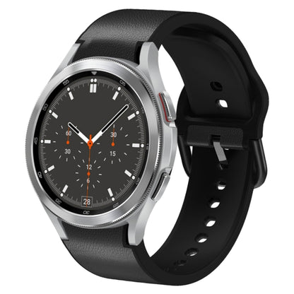 20mm Silicone Adhesive Leather Watch Band, For Samsung Galaxy Watch 4 Classic 46mm, For Samsung Galaxy Watch 4 Classic 42mm, For Samsung Galaxy Watch Active 2