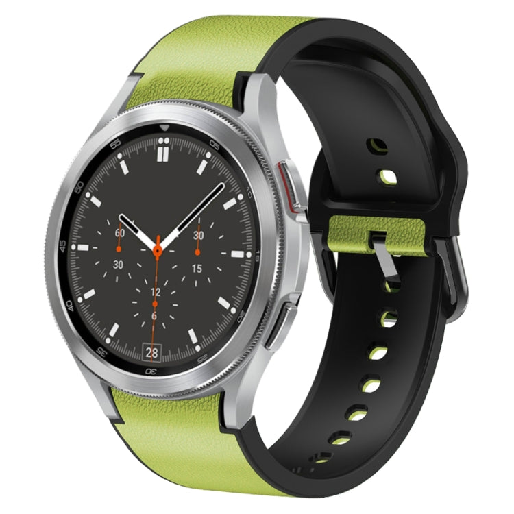 20mm Silicone Adhesive Leather Watch Band, For Samsung Galaxy Watch 4 Classic 46mm, For Samsung Galaxy Watch 4 Classic 42mm, For Samsung Galaxy Watch Active 2