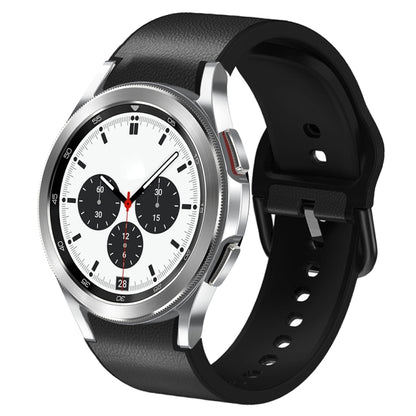 20mm Silicone Adhesive Leather Watch Band, For Samsung Galaxy Watch 4 Classic 46mm, For Samsung Galaxy Watch 4 Classic 42mm, For Samsung Galaxy Watch Active 2