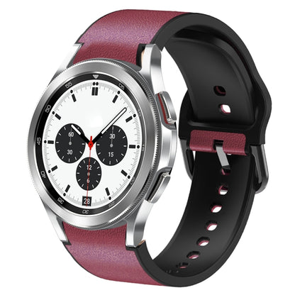 20mm Silicone Adhesive Leather Watch Band, For Samsung Galaxy Watch 4 Classic 46mm, For Samsung Galaxy Watch 4 Classic 42mm, For Samsung Galaxy Watch Active 2