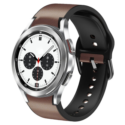 20mm Silicone Adhesive Leather Watch Band, For Samsung Galaxy Watch 4 Classic 46mm, For Samsung Galaxy Watch 4 Classic 42mm, For Samsung Galaxy Watch Active 2