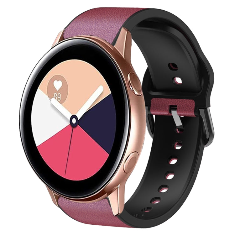 20mm Silicone Adhesive Leather Watch Band, For Samsung Galaxy Watch 4 Classic 46mm, For Samsung Galaxy Watch 4 Classic 42mm, For Samsung Galaxy Watch Active 2