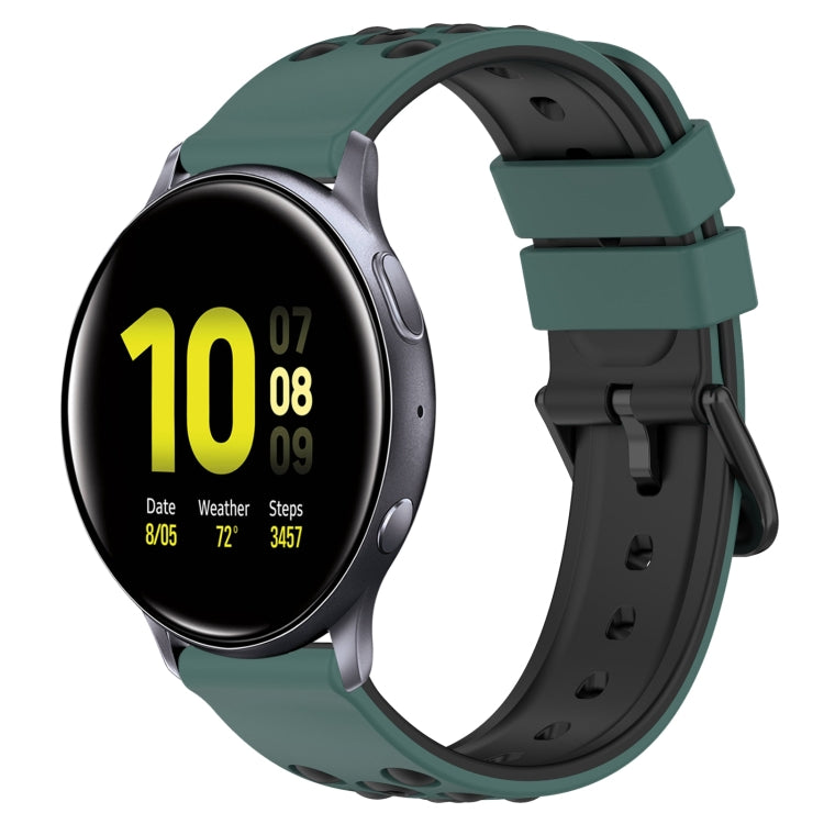 20mm Two-Color Porous Silicone Watch Band, For Samsung Galaxy Watch Active2 44mm, For Samsung Galaxy Watch 42mm