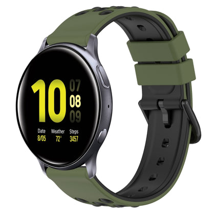 20mm Two-Color Porous Silicone Watch Band, For Samsung Galaxy Watch Active2 44mm, For Samsung Galaxy Watch 42mm