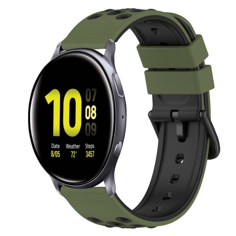 22mm Two-Color Silicone Watch Band, For Samsung Galaxy Watch Active2 44mm, For Samsung Galaxy Watch 42mm