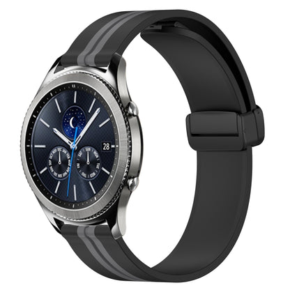 22mm Folding Magnetic Clasp Silicone Watch Band, For Samsung Galaxy Watch3 45mm, For Samsung Galaxy Watch 46mm, For Samsung Gear S3 Classic, For Samsung Gear S3 Frontier