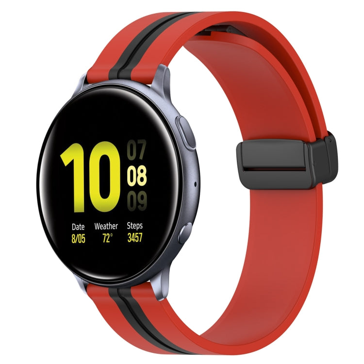20mm Folding Magnetic Clasp Silicone Watch Band, For Samsung Galaxy Watch Active 2 40mm, For Samsung Galaxy Watch Active 2 44mm, For Samsung Galaxy Watch 42mm