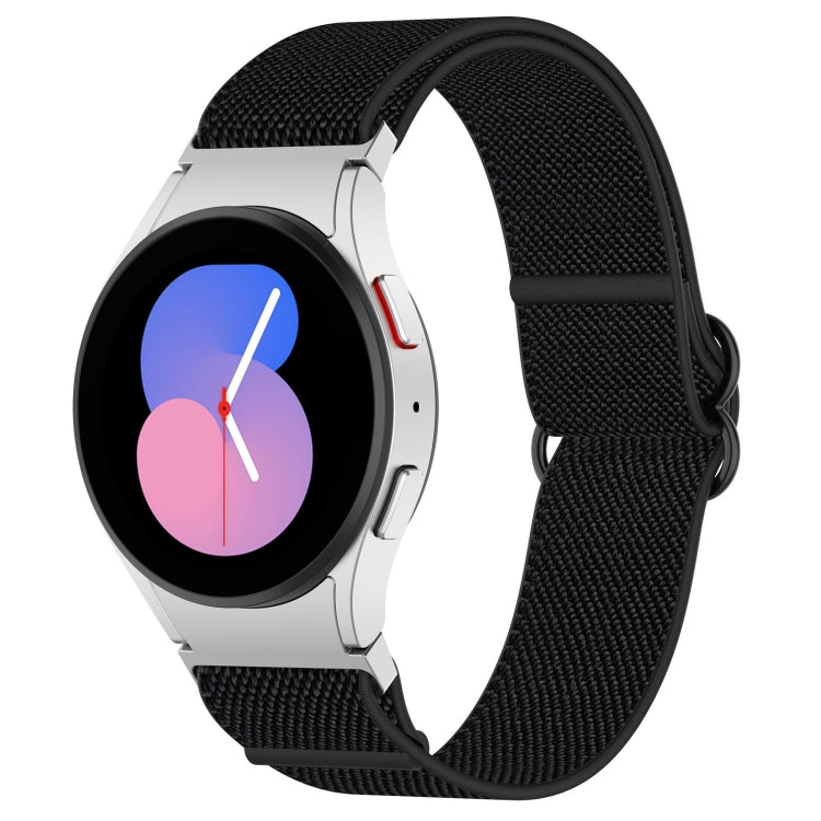 Nylon Stretch Black Buckle Watch Band, For Samsung Galaxy Watch 5 Pro 45mm, For Samsung Galaxy Watch 5 44mm, For Samsung Galaxy Watch 5 40mm, For Samsung Galaxy Watch 4 44mm, For Samsung Galaxy Watch 4 40mm, For Samsung Galaxy Watch 4 Classic 42mm     ...
