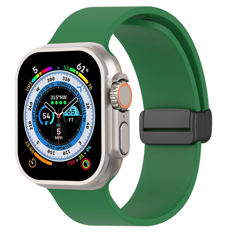 Magnetic Black Buckle Smooth Silicone Watch Band, For Apple Watch Ultra 49mm, For Apple Watch Series 8&7 45mm, For Apple Watch Series 8&7 41mm