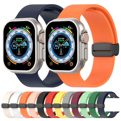 Magnetic Black Buckle Smooth Silicone Watch Band, For Apple Watch Ultra 49mm, For Apple Watch Series 8&7 45mm, For Apple Watch Series 8&7 41mm