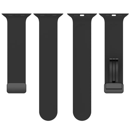Magnetic Black Buckle Smooth Silicone Watch Band, For Apple Watch Ultra 49mm, For Apple Watch Series 8&7 45mm, For Apple Watch Series 8&7 41mm