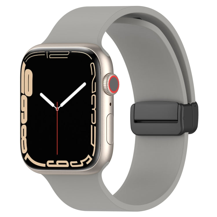Magnetic Black Buckle Smooth Silicone Watch Band, For Apple Watch Ultra 49mm, For Apple Watch Series 8&7 45mm, For Apple Watch Series 8&7 41mm