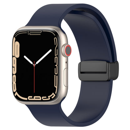 Magnetic Black Buckle Smooth Silicone Watch Band, For Apple Watch Ultra 49mm, For Apple Watch Series 8&7 45mm, For Apple Watch Series 8&7 41mm